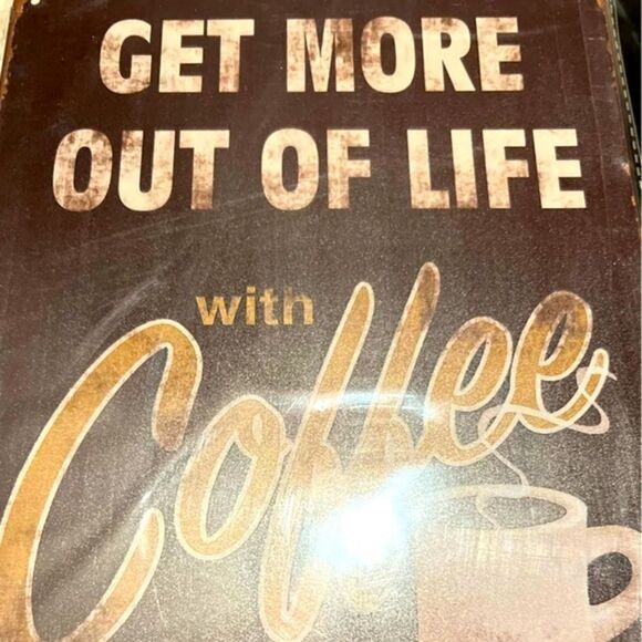 New Deco Get More Out Of Life With Coffee Metal Tin Sign Wall Decor Art 8x12 - Picture 1 of 3